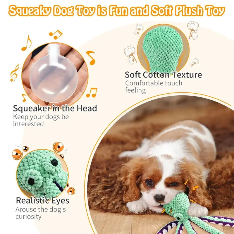 Octopus Plush Squeaky Chew Toy – Interactive Pet Toy