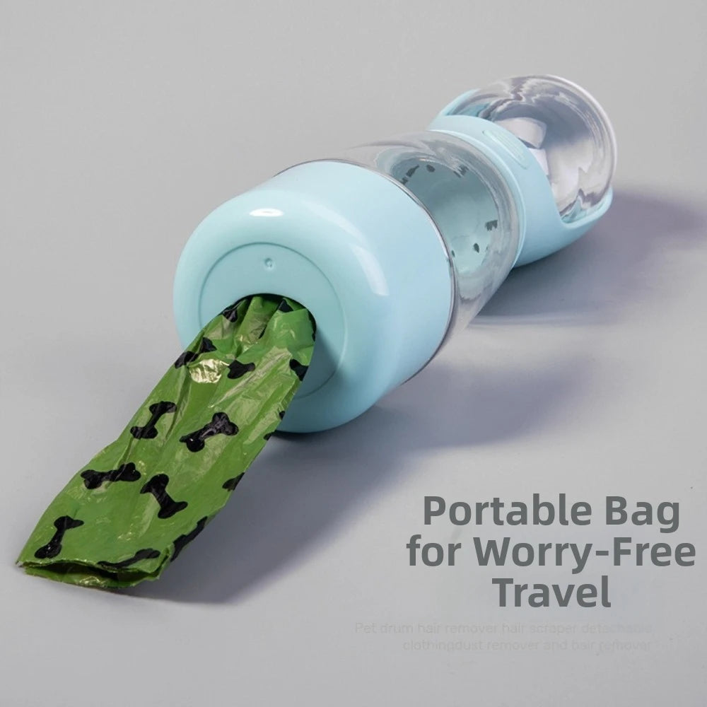 3-in-1 Portable Dog Water Bottle with Food & Poop Bag Holder