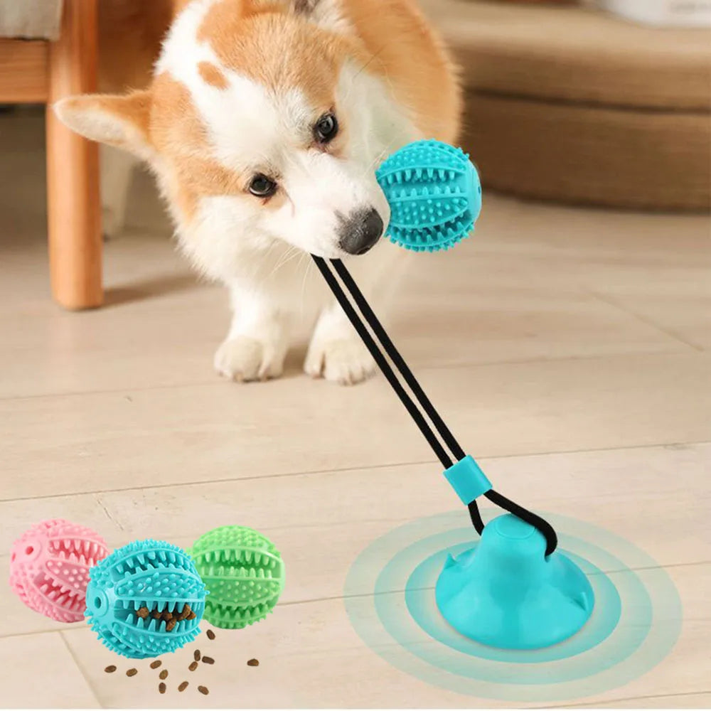 Interactive Dog Puzzle & Tug Toy – Treat Dispenser, Suction Cup & Teeth Cleaning Fun for Aggressive Chewers 🐾🦴