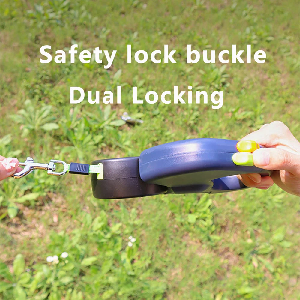360° Dual Retractable Dog Leash – LED Flashlight & Waste Bag Dispenser