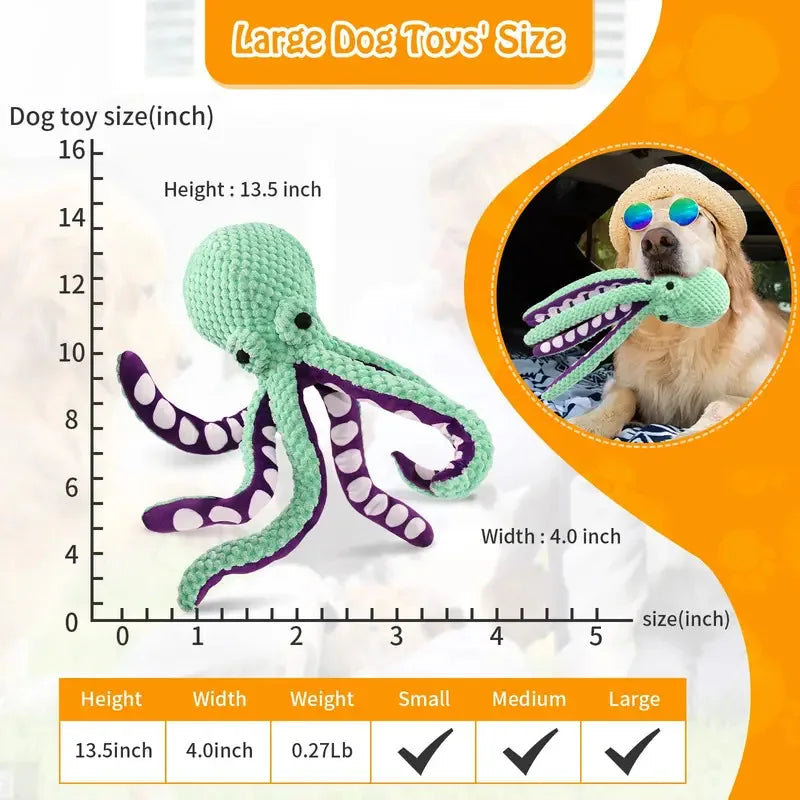 Octopus Plush Squeaky Chew Toy – Interactive Pet Toy
