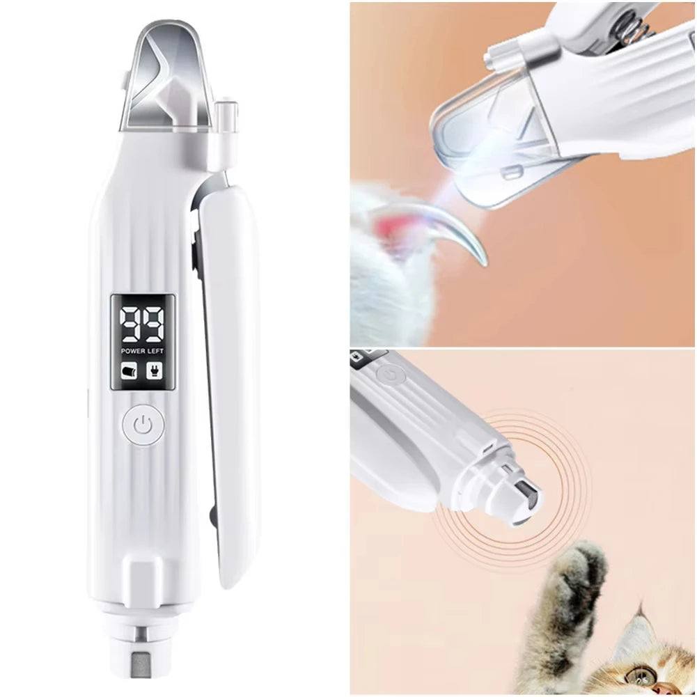 2 in 1 Electric Pet Nail Trimmer with LED Lights and Pet Nail Grinder Dog Nail for Small Medium Large Dogs/Cats