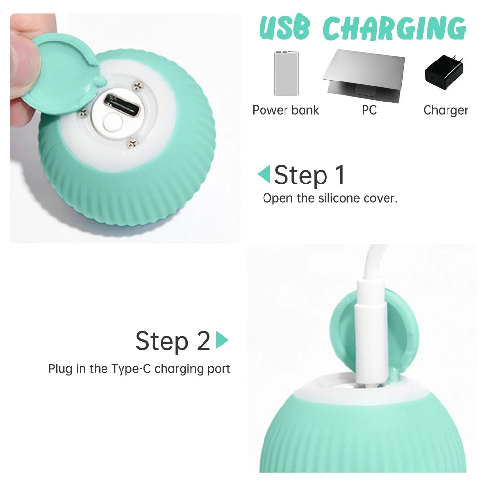 Rechargeable Smart Rolling Ball Toy for Cats & Dogs 🐾⚽