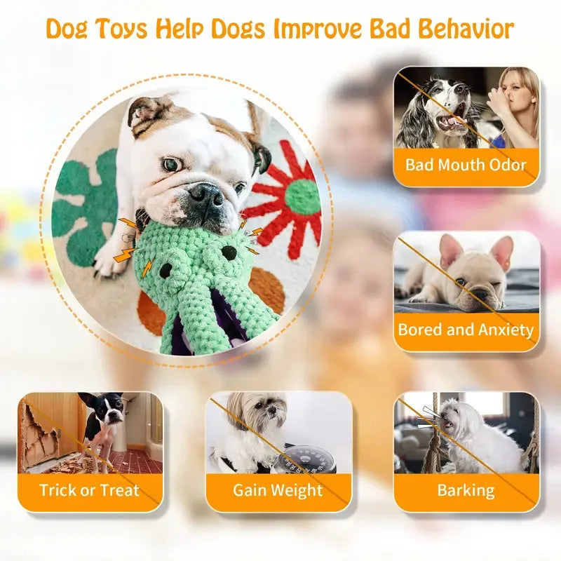 Octopus Plush Squeaky Chew Toy – Interactive Pet Toy
