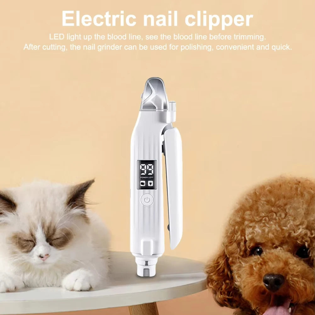 2 in 1 Electric Pet Nail Trimmer with LED Lights and Pet Nail Grinder Dog Nail for Small Medium Large Dogs/Cats