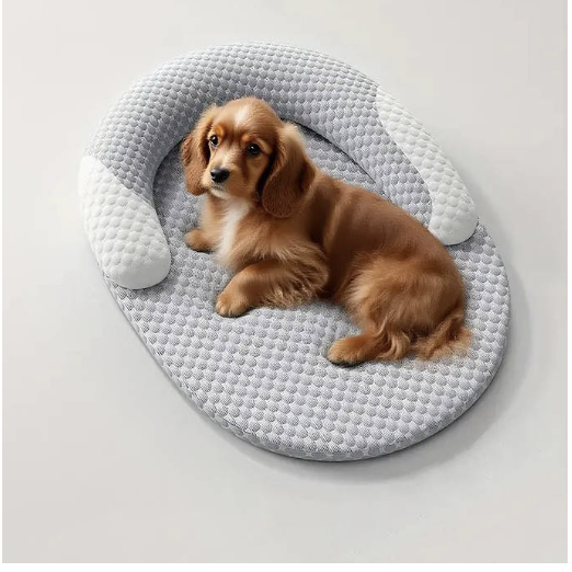 Orthopedic Cooling Dog Bed with Breathable Structure and Supportive Neck Pillow