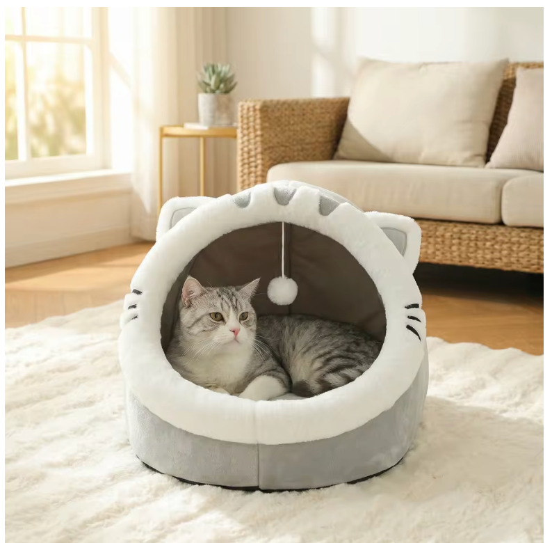 Deep Sleep Cat Bed Cartoon Pet Bed Foldable Removable Washable Pet Sleeping Bed for Small Dog Mat Bag Cave Cats Bed