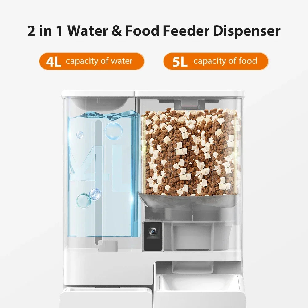 Automatic Pet Feeder and Water fountain  2 in 1 with smart camera