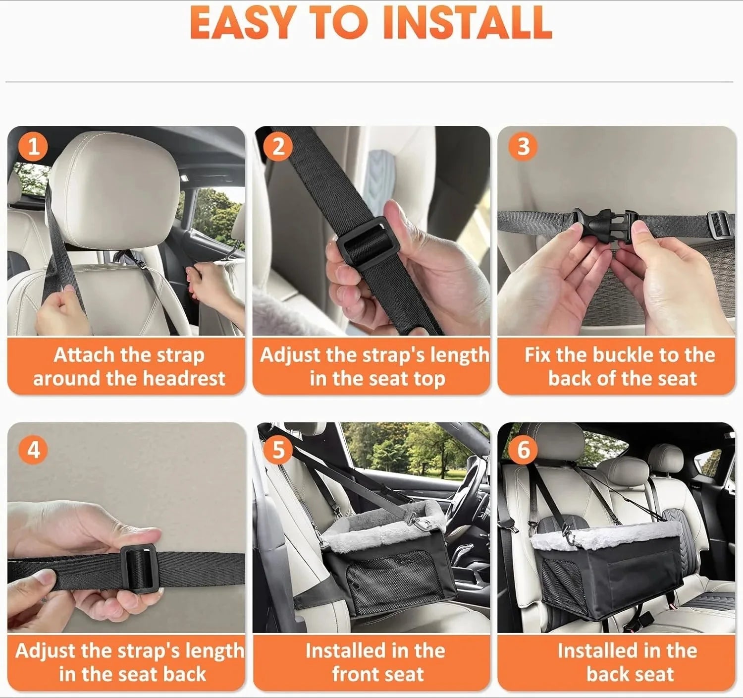 Height Increasing Car Seat for Small Dogs, Center Console Booster Seat, Fully Detachable Washable Portable Travel Dog Car Bed